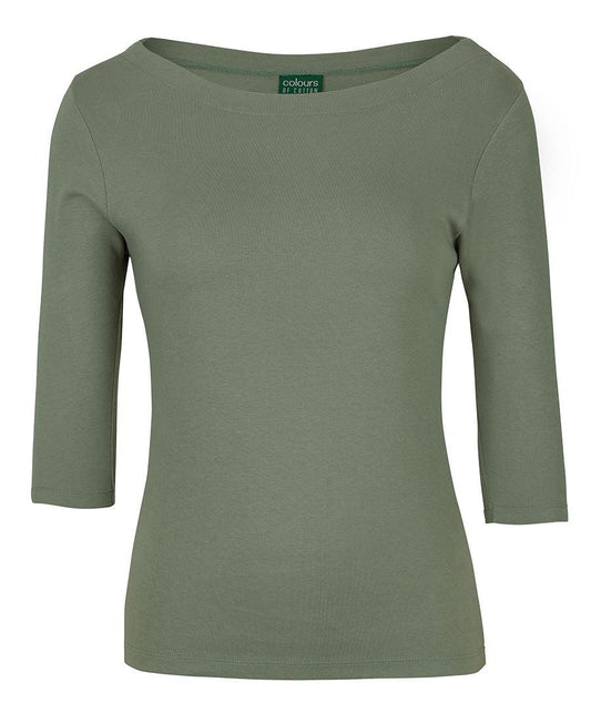 C of C LADIES 3/4 SLEEVE BOAT NECK TEE - 1BT3