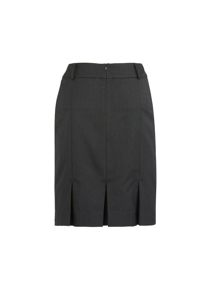 Biz Corporates 20115 Cool Stretch Womens Multi-Pleat Skirt in Charcoal - back view