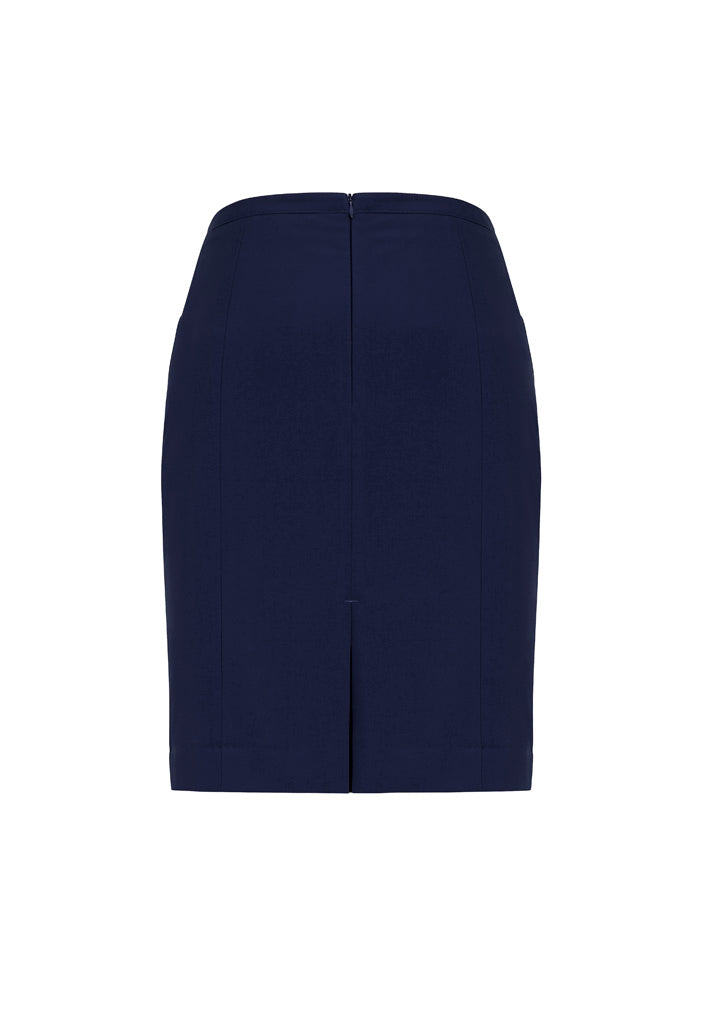 Biz Corporates 20720 Siena Womens Front Pleat Detail Straight Skirt in Marine - back view