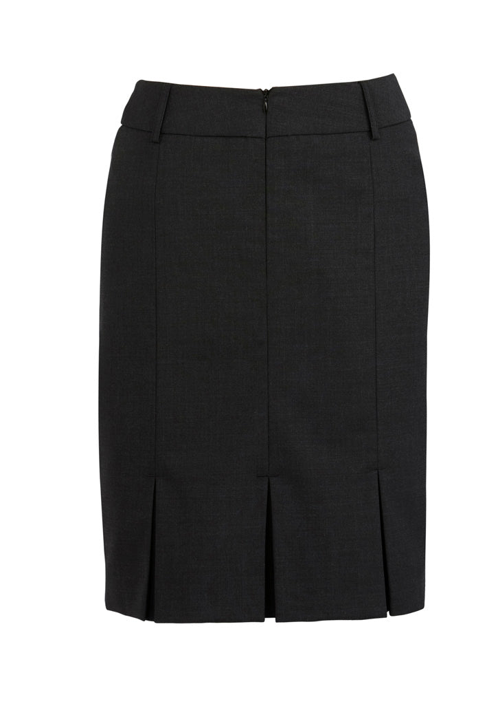 Biz Corporates 24015 Comfort Wool Stretch Womens Multi-Pleat Skirt in Black - back view