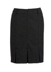 Biz Corporates 24015 Comfort Wool Stretch Womens Multi-Pleat Skirt in Black - back view