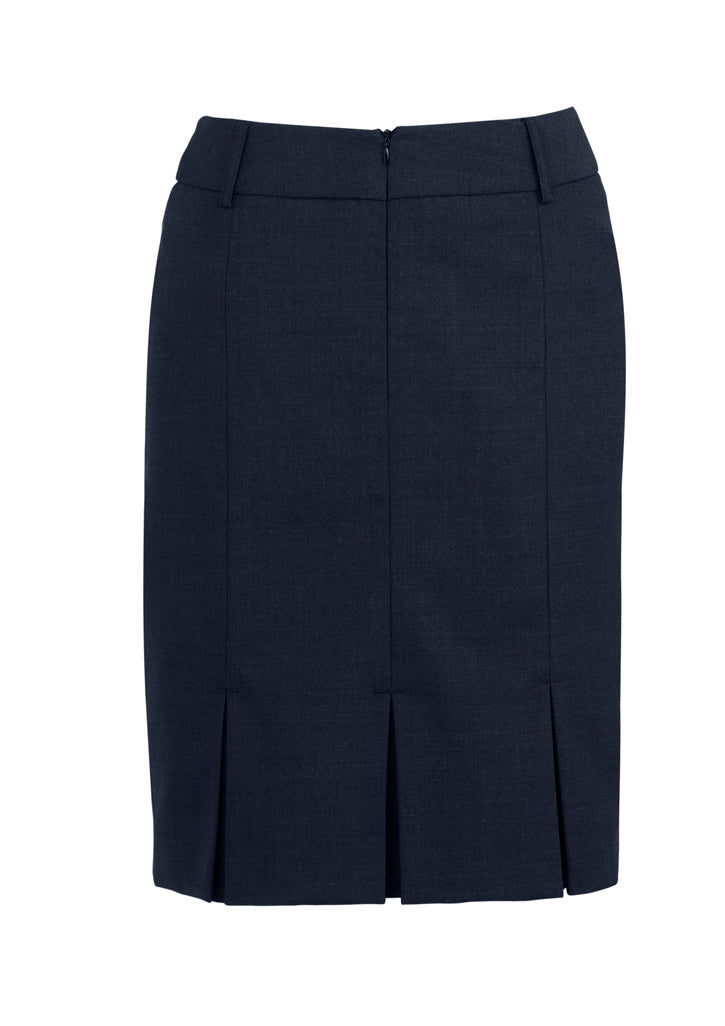 Biz Corporates 24015 Comfort Wool Stretch Womens Multi-Pleat Skirt in Navy - back view