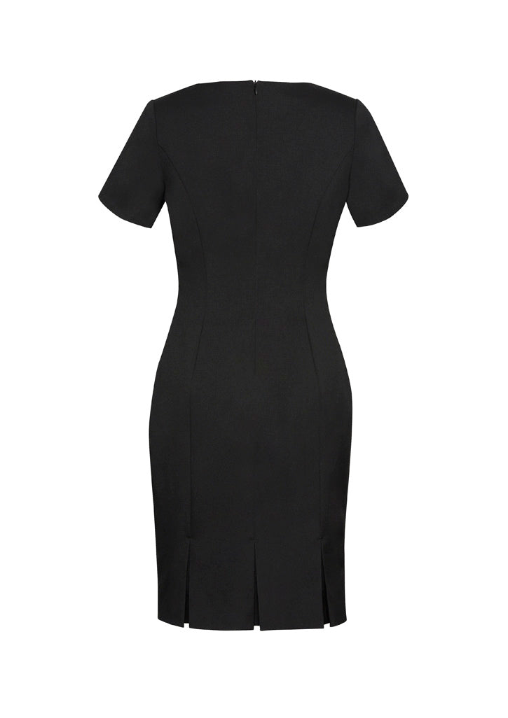 Biz Corporates 30112 Cool Stretch Womens Short Sleeve Shift Dress in Black - back view