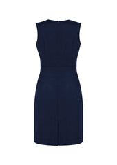 Biz Corporates 30121 Cool Stretch Womens Sleeveless V-Neck Dress in Navy - back view