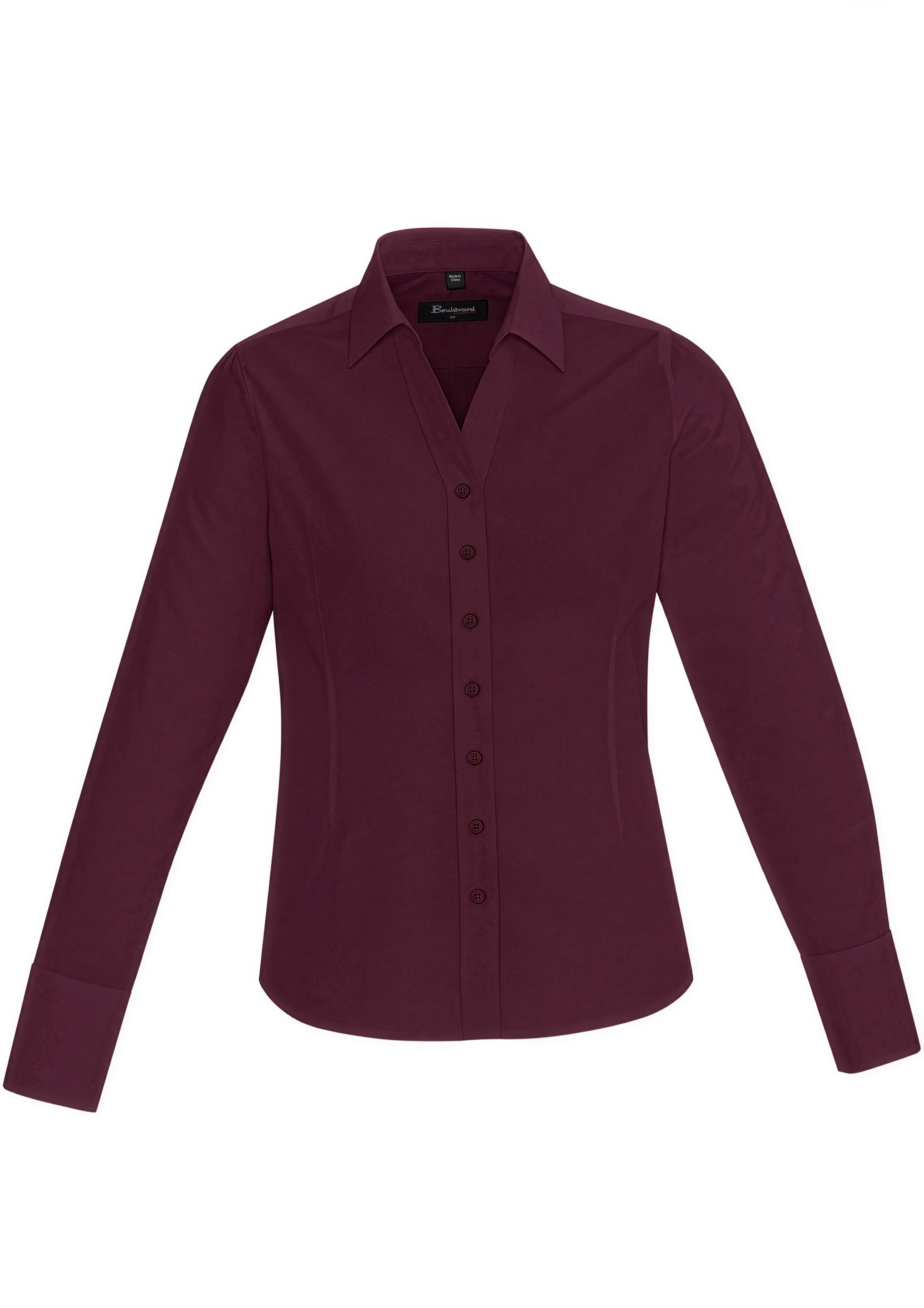 Biz Corporates 40310 Hudson Womens Long Sleeve Shirt in Wine