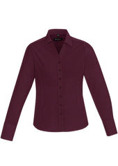 Biz Corporates 40310 Hudson Womens Long Sleeve Shirt in Wine