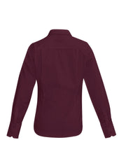 Biz Corporates 40310 Hudson Womens Long Sleeve Shirt in Wine - back view