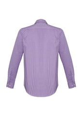 Biz Corporates 42520 Newport Mens Long Sleeve Shirt in Purple Reign - back view