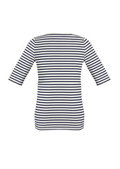 Biz Corporates 44113 Camille Womens Short Sleeve T-Top in Dark Navy/Ivory - back view
