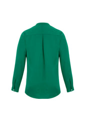 Biz Corporates 44210 Juliette Womens Long Sleeve Blouse in Lorikeet Green - back view