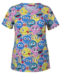 JB's LADIES SCRUB TOP PRINTED RAINING CATS & DOGS - 4STP1
