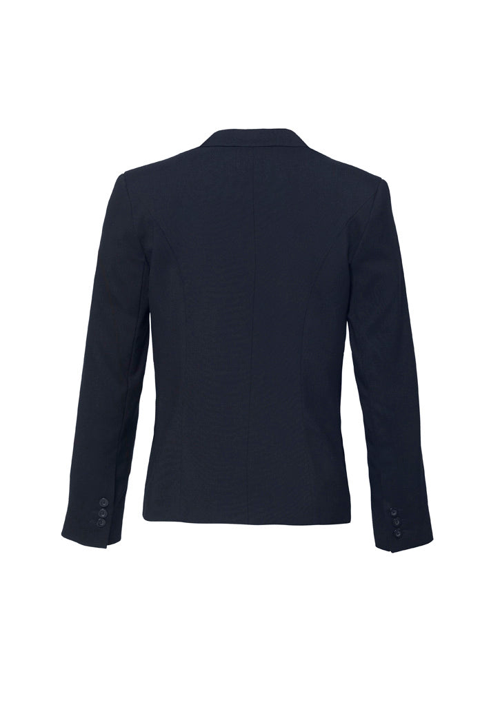 Biz Corporates 60113 Cool Stretch Womens Short Jacket with Reverse Lapel in Navy - back view