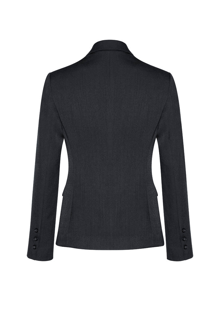 Biz Corporates 60119 Cool Stretch Womens 2 Button Mid Length Jacket in Charcoal - back view