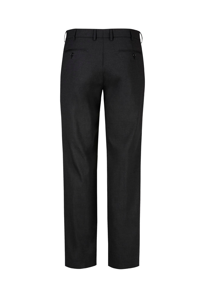 Biz Corporates 74012 Comfort Wool Stretch Mens Flat Front Pant in Black - back view