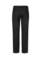 Biz Corporates 74012 Comfort Wool Stretch Mens Flat Front Pant in Black - back view