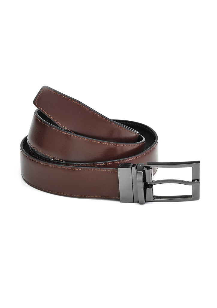Biz Corporates 99300 Leather Mens Reversible Belt in Black/Brown - back view