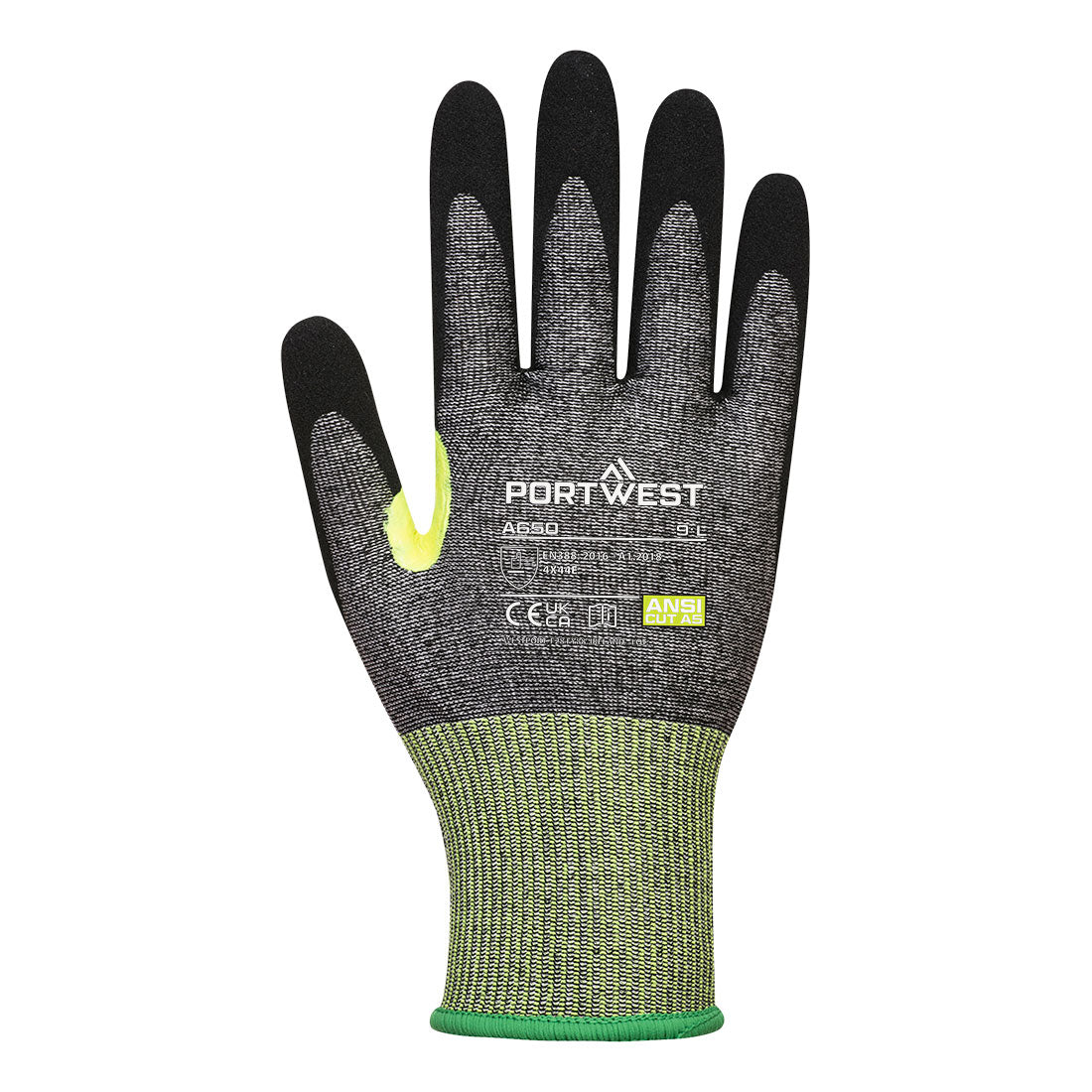 Portwest A650 CS Cut E15 Nitrile Glove in Grey/Black - back view