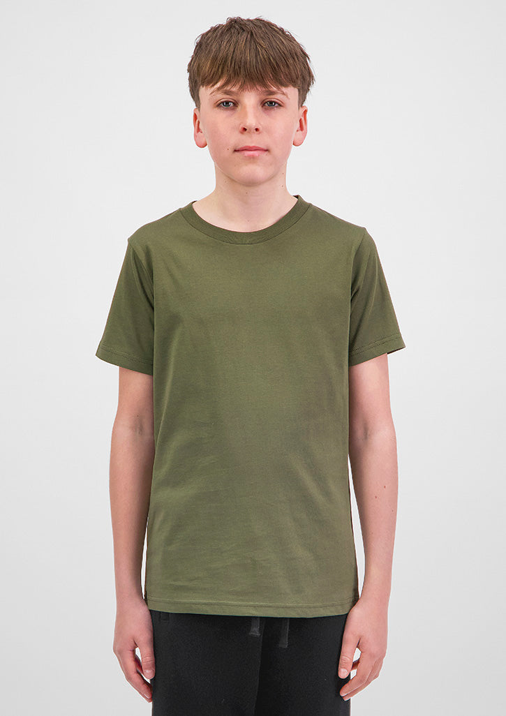 Basis Youth Short Sleeve Tee - X1001Y in Army - model