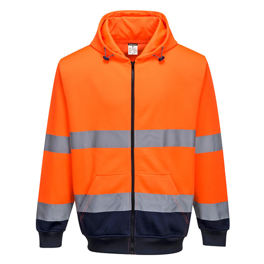 Hi-Vis Contrast Zipped Hoodie - B317 - Portwest-0