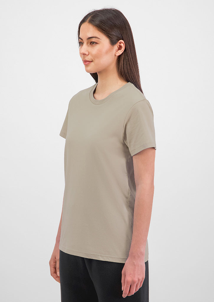 Basis Womens Short Sleeve Tee - X1001W in Biscuit - model