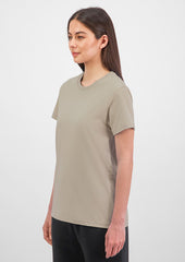 Basis Womens Short Sleeve Tee - X1001W in Biscuit - model