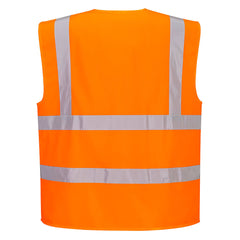 Portwest C375 Hi-Vis Zipped Band and Brace Vest in Orange - back view