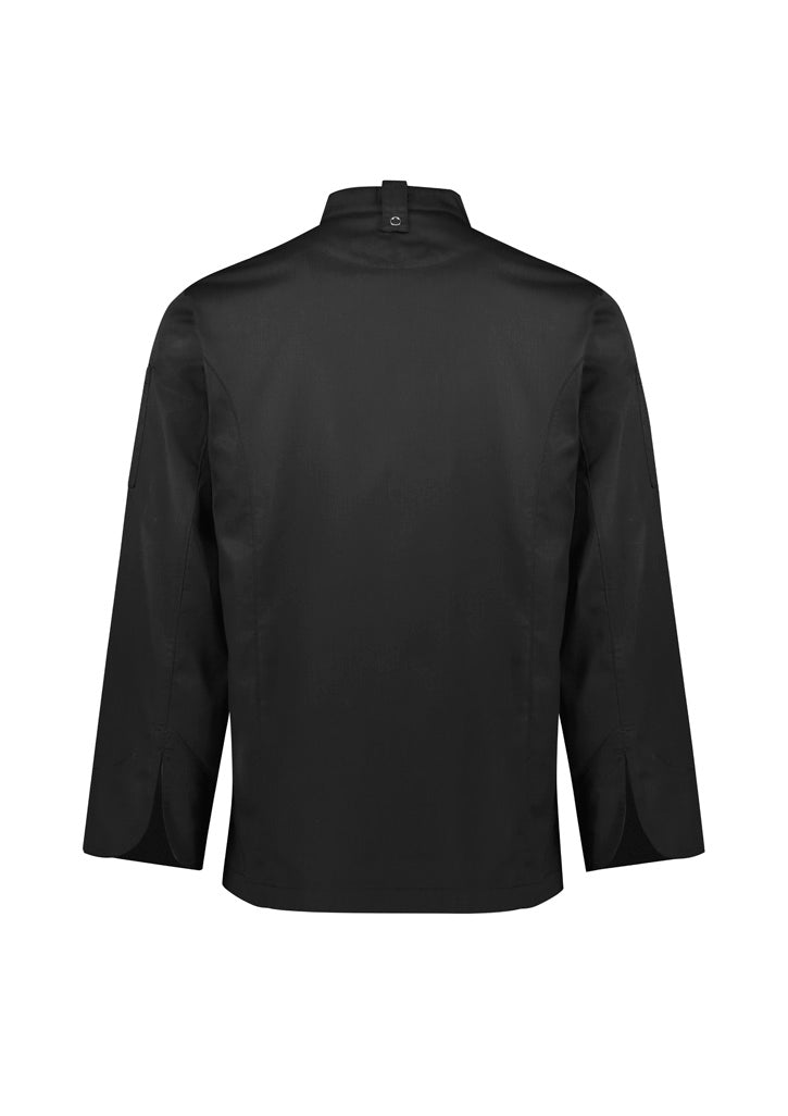 Biz Collection CH330ML Alfresco Mens Long Sleeve Chef Jacket in Black - back view