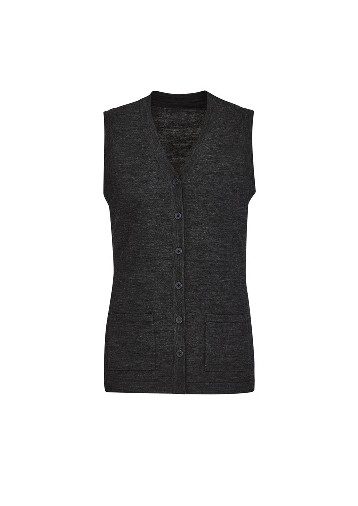Biz Collection CK961LV Button Front Womens Knit Vest in Charcoal