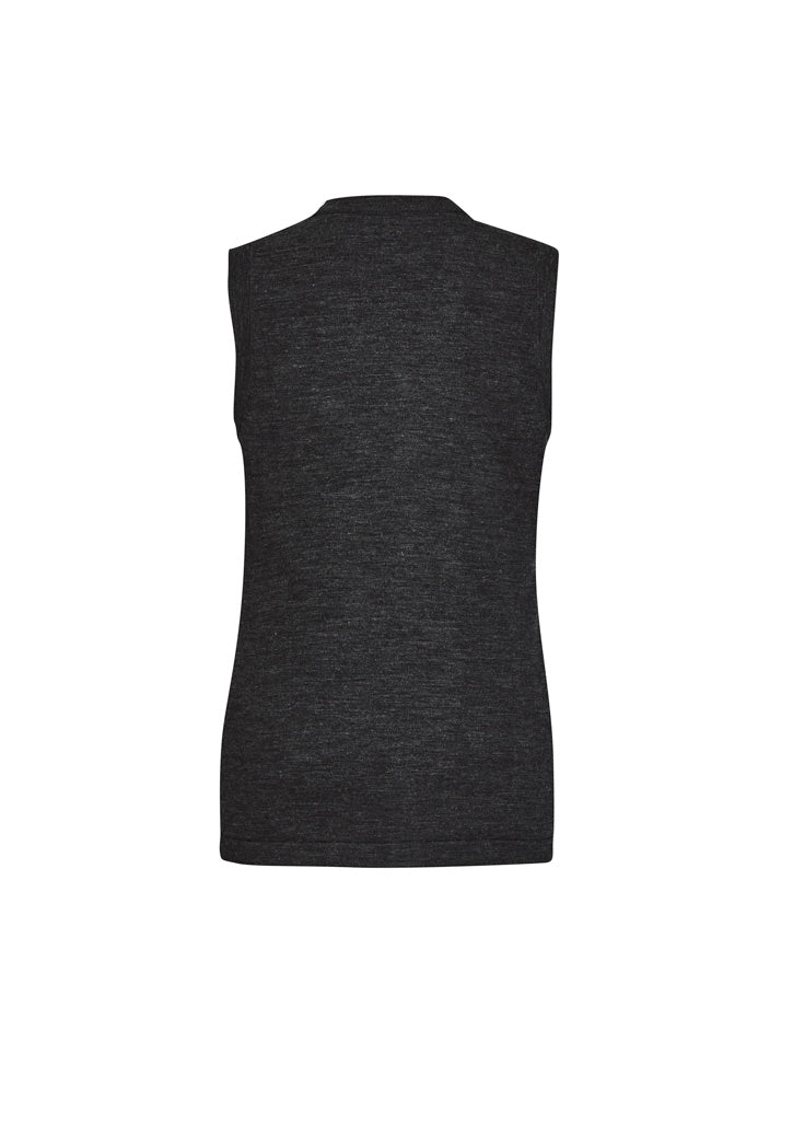 Biz Collection CK961LV Button Front Womens Knit Vest in Charcoal - back view