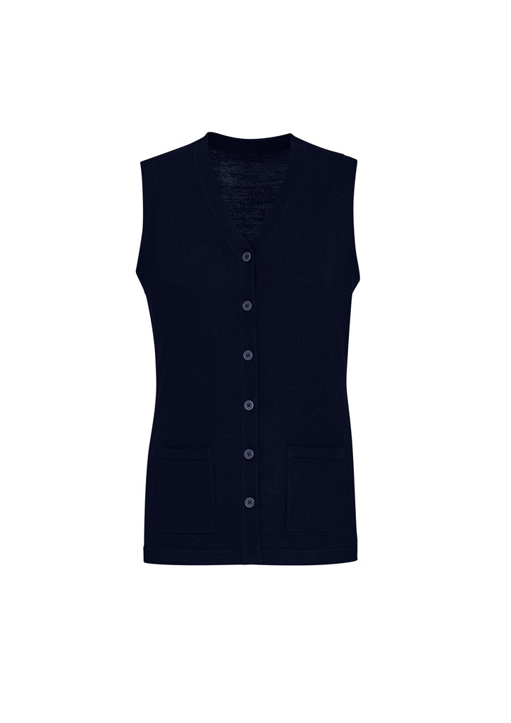 Biz Collection CK961LV Button Front Womens Knit Vest in Navy