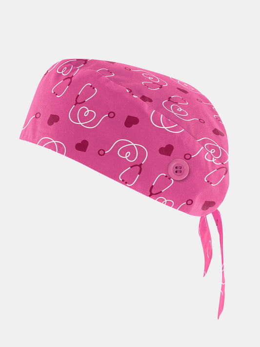 Inaura CSC246U Pink Unisex Printed Scrub Cap in Pink