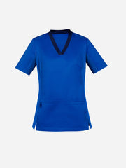 Inaura CST043LS Riley Womens Stretch Scrub Top in Electric Blue