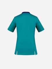 Inaura CST043LS Riley Womens Stretch Scrub Top in Teal - back view