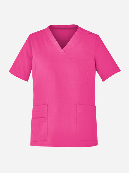 Inaura CST250US Pink Unisex V-Neck Scrub Top in Pink