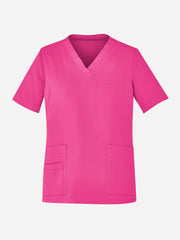 Inaura CST250US Pink Unisex V-Neck Scrub Top in Pink