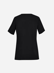 Inaura CST942LS Avery Womens Round Neck Scrub Top in Black - back view