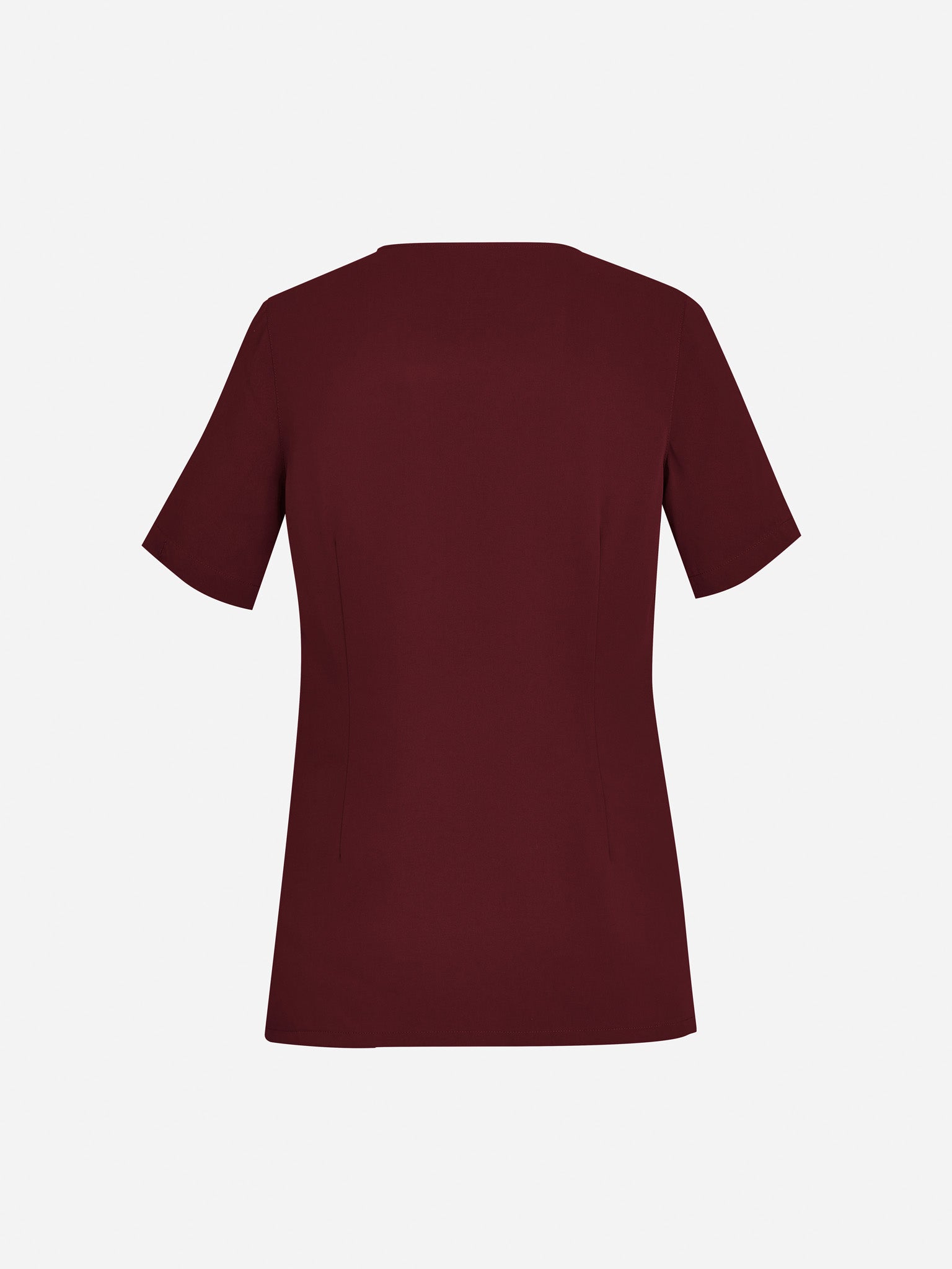 Inaura CST942LS Avery Womens Round Neck Scrub Top in Burgundy - back view