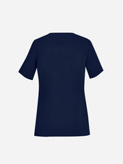 Inaura CST942LS Avery Womens Round Neck Scrub Top in Midnight Navy - back view