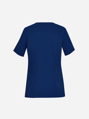 Inaura CST942LS Avery Womens Round Neck Scrub Top in Navy - back view