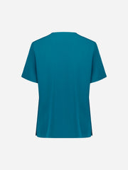Inaura CU543LS Pulse Womens V-Neck Scrub Top in Caribbean Blue - back view