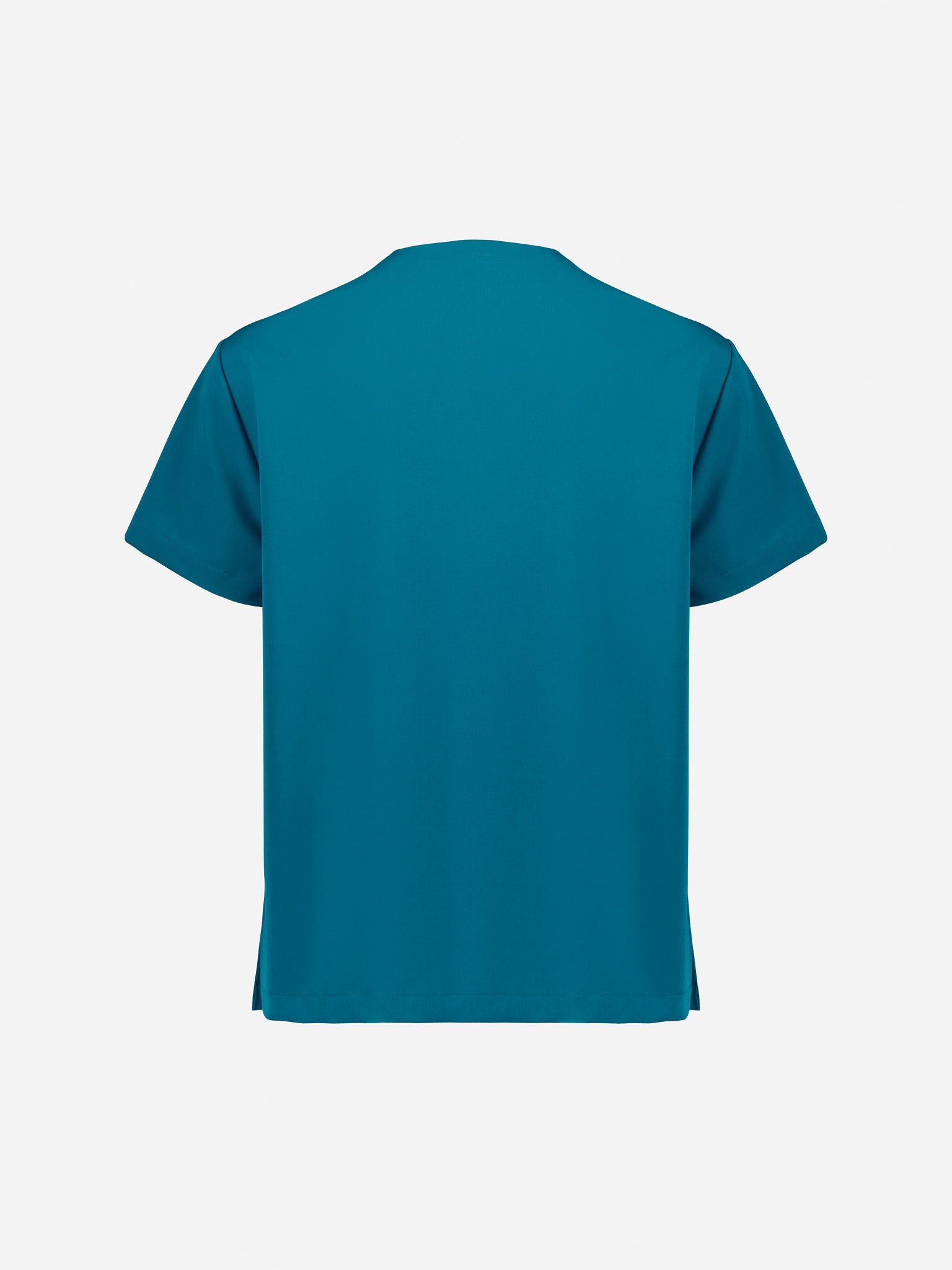 Inaura CU544US Pulse Unisex V-Neck Scrub Top in Caribbean Blue - back view