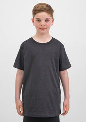 Basis Kids Short Sleeve Tee - X1001K in Charcoal Marle - model