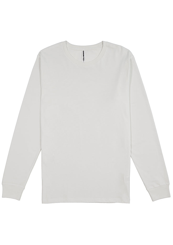 Basis Mens Long Sleeve Tee - X1002M in Ecru