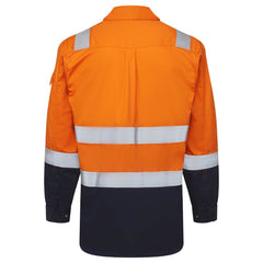 Portwest FR729 Bizflame Work Two Tone FR Shirt in Orange/Navy - back view
