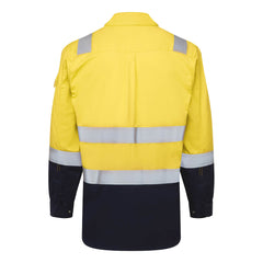 Portwest FR729 Bizflame Work Two Tone FR Shirt in Yellow/Navy - back view