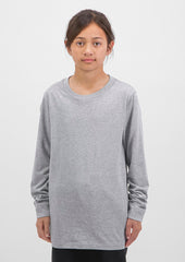 Basis Kids Long Sleeve Tee - X1002K in Grey Marle - model