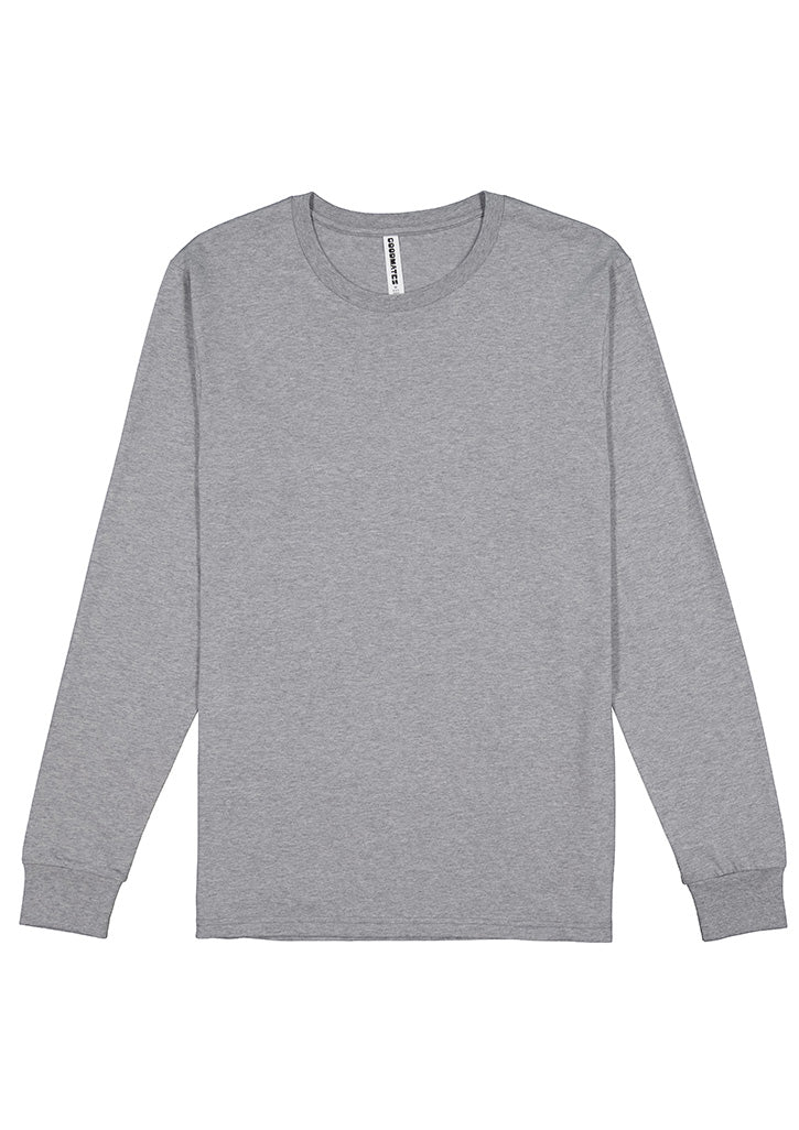 Basis Mens Long Sleeve Tee - X1002M in Grey Marle