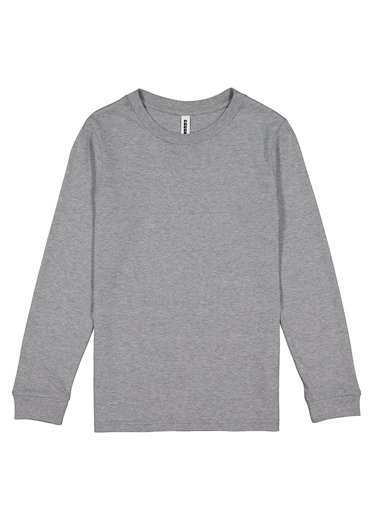 Basis Youth Long Sleeve Tee - X1002Y in Grey Marle