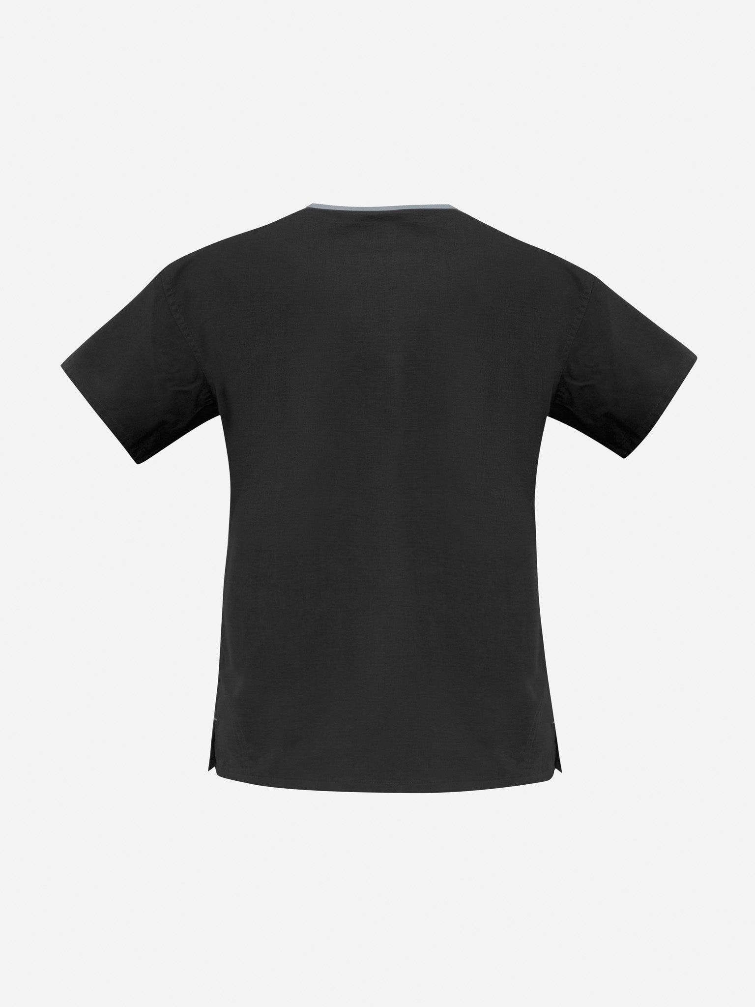 Inaura H10722 Classic Womens Contrast Scrub Top in Black/Pewter - back view