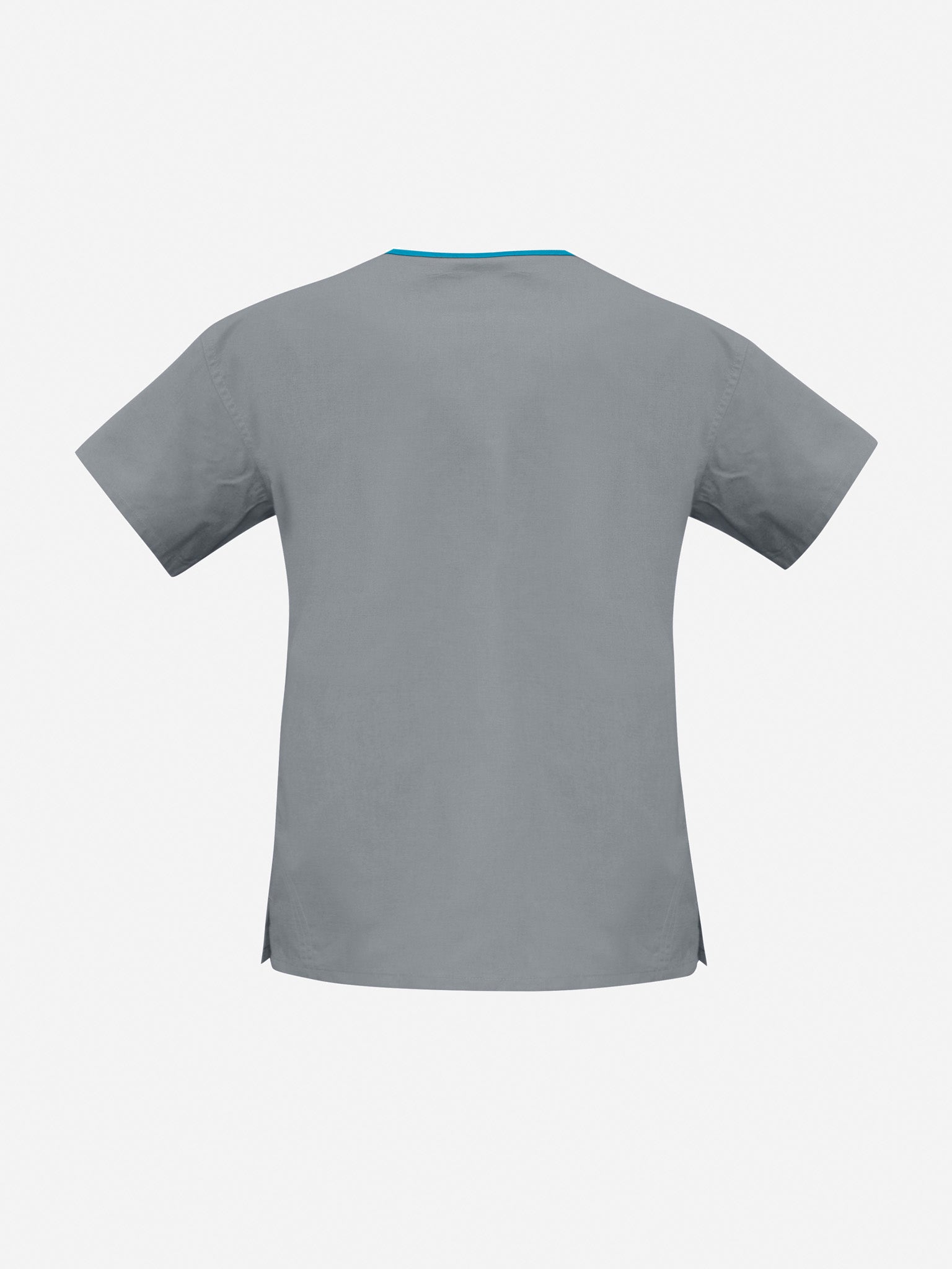 Inaura H10722 Classic Womens Contrast Scrub Top in Pewter/Aqua - back view